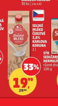 Selské mléko čerstvé 3,8% Karlova Koruna
