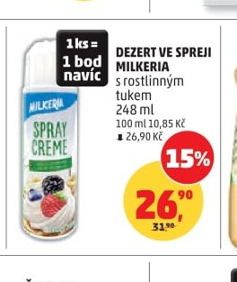 Dezert ve spreji Milkeria