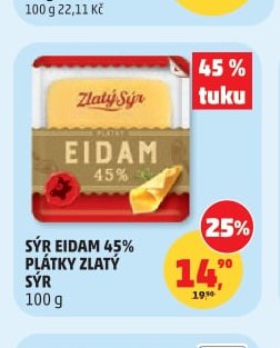 SÝR EIDAM 45% PLÁTKY ZLATÝ SÝR