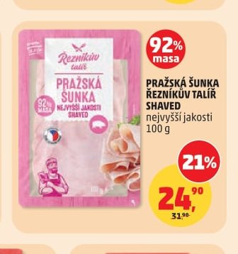 Pražská šunka Řezníkův talíř shaved nejvyšší jakosti 100 g