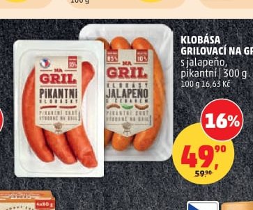 KLOBÁSA GRILOVACÍ NA GRIL 300 g