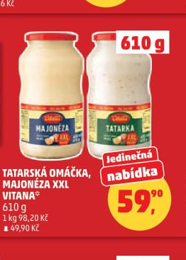 TATARSKÁ OMÁČKA, MAJONÉZA XXL VITANA