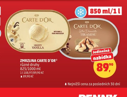 Zmrzlina Carte D'or různé druhy
