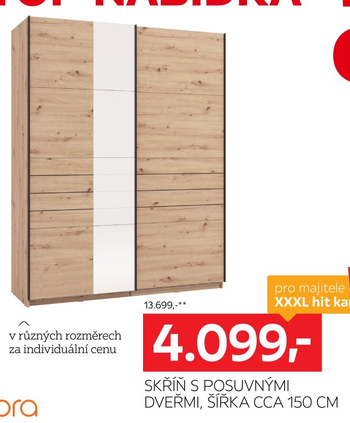 Skříň s posuvnými dveřmi, šířka cca 150 cm
