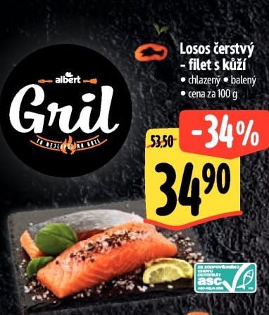 Losos čerstvý - filet s kůží