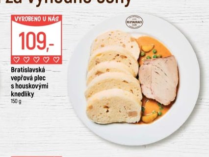 Bratislavská vepřová plec s houskovými knedlíky
