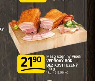 Maso uzeniny Písek vepřový bok bez kosti uzený