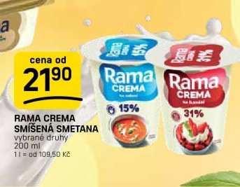 RAMA CREMA SMÍŠENÁ SMETANA vybrané druhy