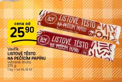 Vavřík LISTOVÉ TĚSTO NA PEČÍCÍM PAPÍRU