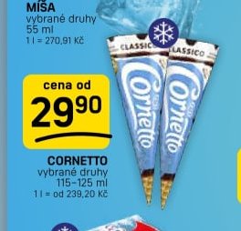 CORNETTO vybrané druhy 115-125 ml