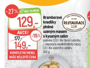Bramborové knedlíky plněné uzeným masem s kysaným zelím