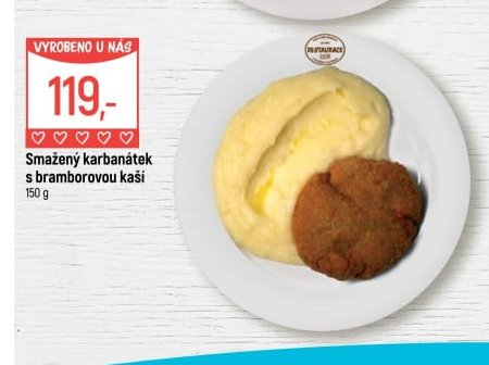 Smažený karbanátek s bramborovou kaší