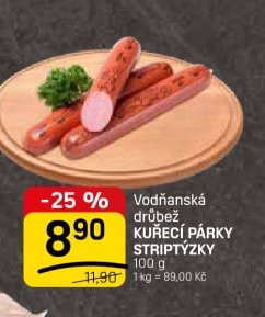 Vodňanská drůbež KUŘECÍ PÁRKY STRYPTÝZKY