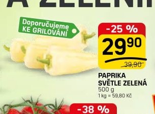 Paprika světle zelená