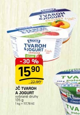 JČ TVAROH A JOGURT vybrané druhy