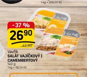 Vavřík Vajíčkový / Camembertový salát
