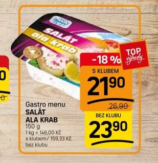 Gastro menu Salát ala krab