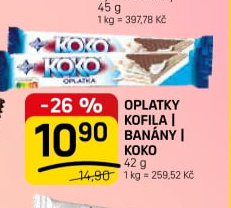 Oplatky Kofila / Banány / Koko 42 g
