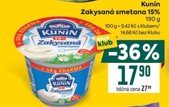 Kunín Zakysaná smetana 15% 190 g