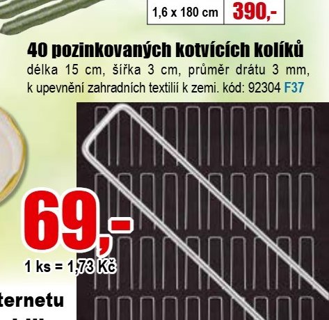 40 pozinkovaných kotvících kolíků