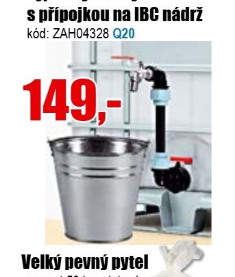 Výpustný kovový kohout 3/4” s přípojkou na IBC nádrž
