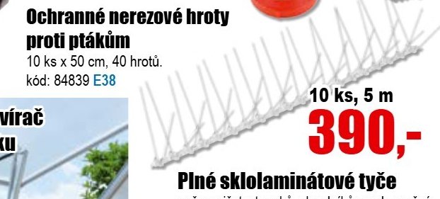 Ochranné nerezové hroty proti ptákům