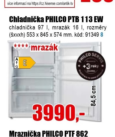 Chladnička PHILCO PTB 113 EW