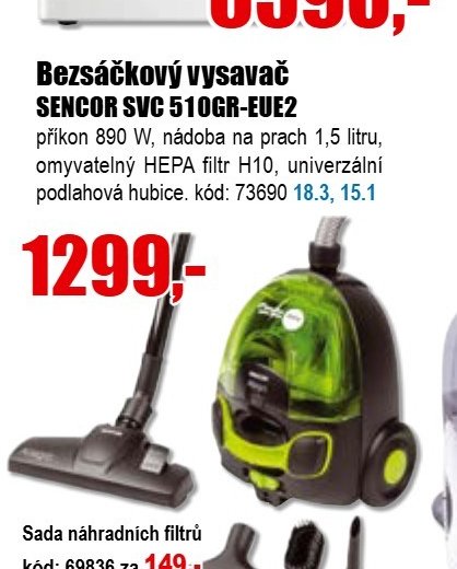 Bez sáčkový vysavač SENCOR SVC 510GR-EUE2