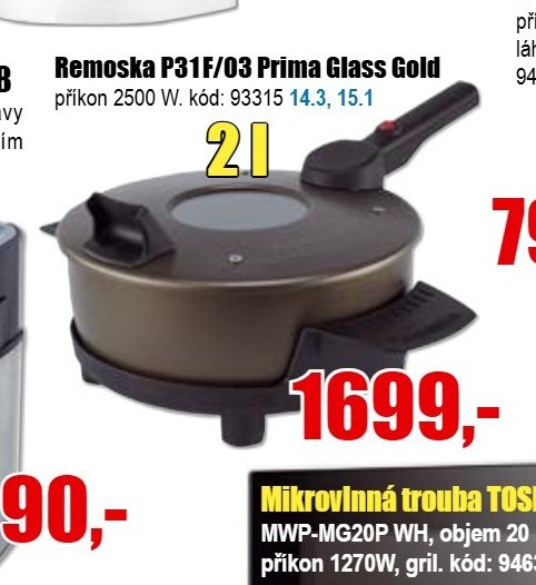 Remoska P31/03 Prima Glass Gold