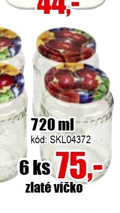 Zavařovací sklenice 720 ml zlaté víčko