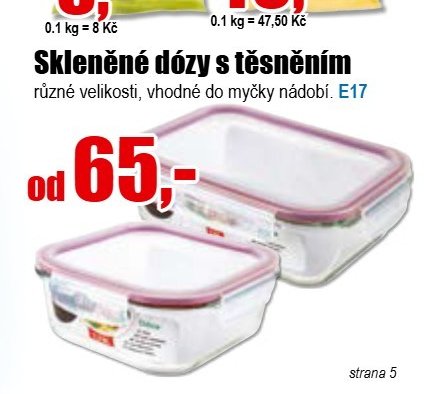 Skleněné dózy s těsněním