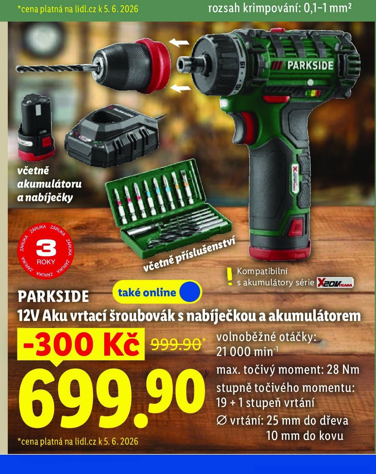 PARKSIDE 12V Aku vrtací šroubovák s nabíječkou a akumulátorem
