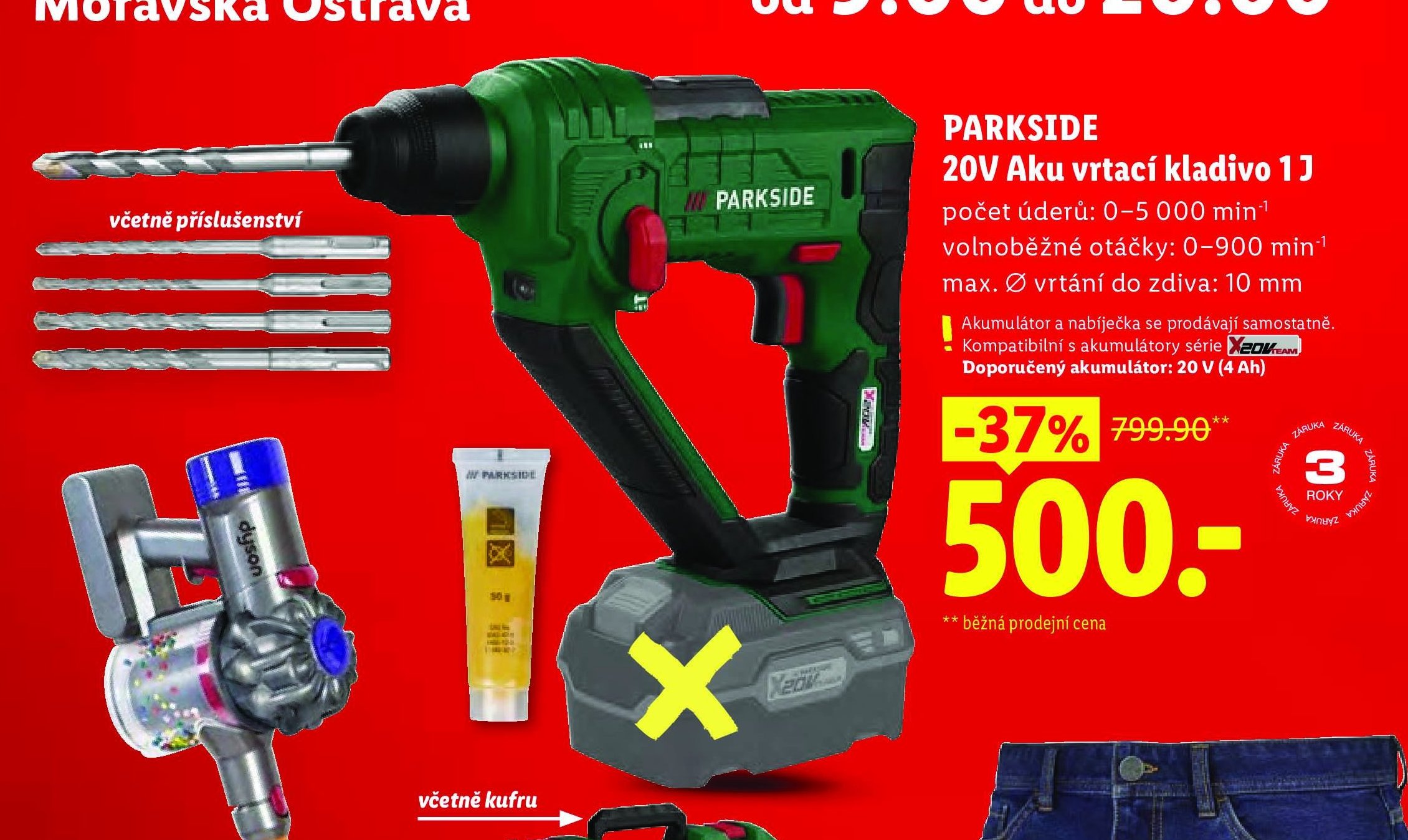 PARKSIDE 20V Aku vrtací kladivo 1 J