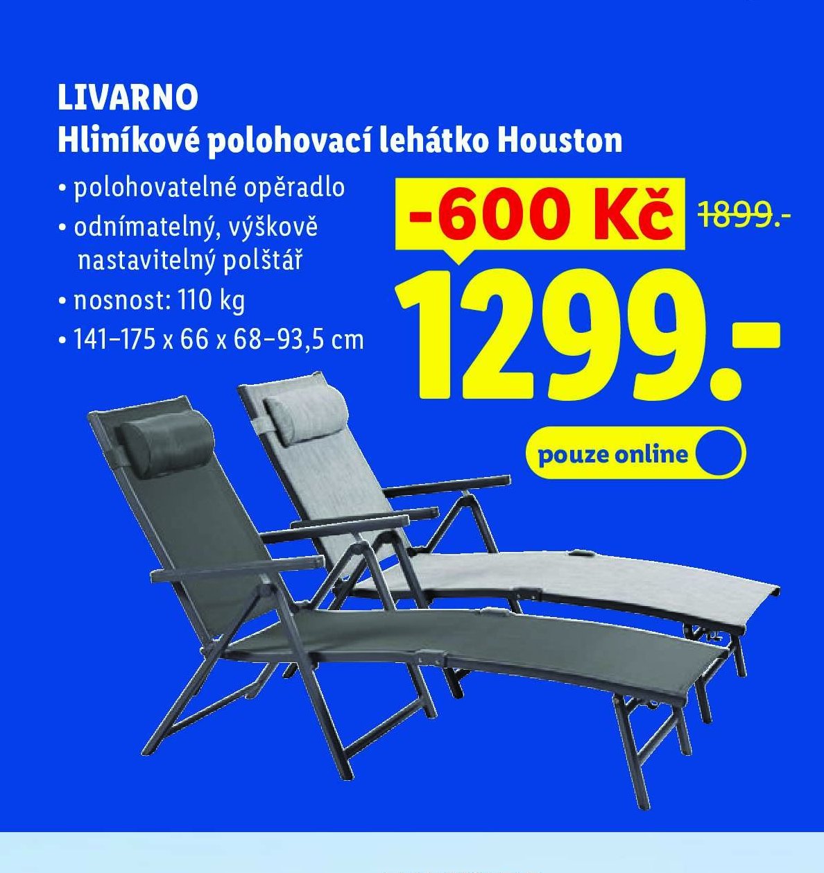 LIVARNO Hliníkové polohovací lehátko Houston
