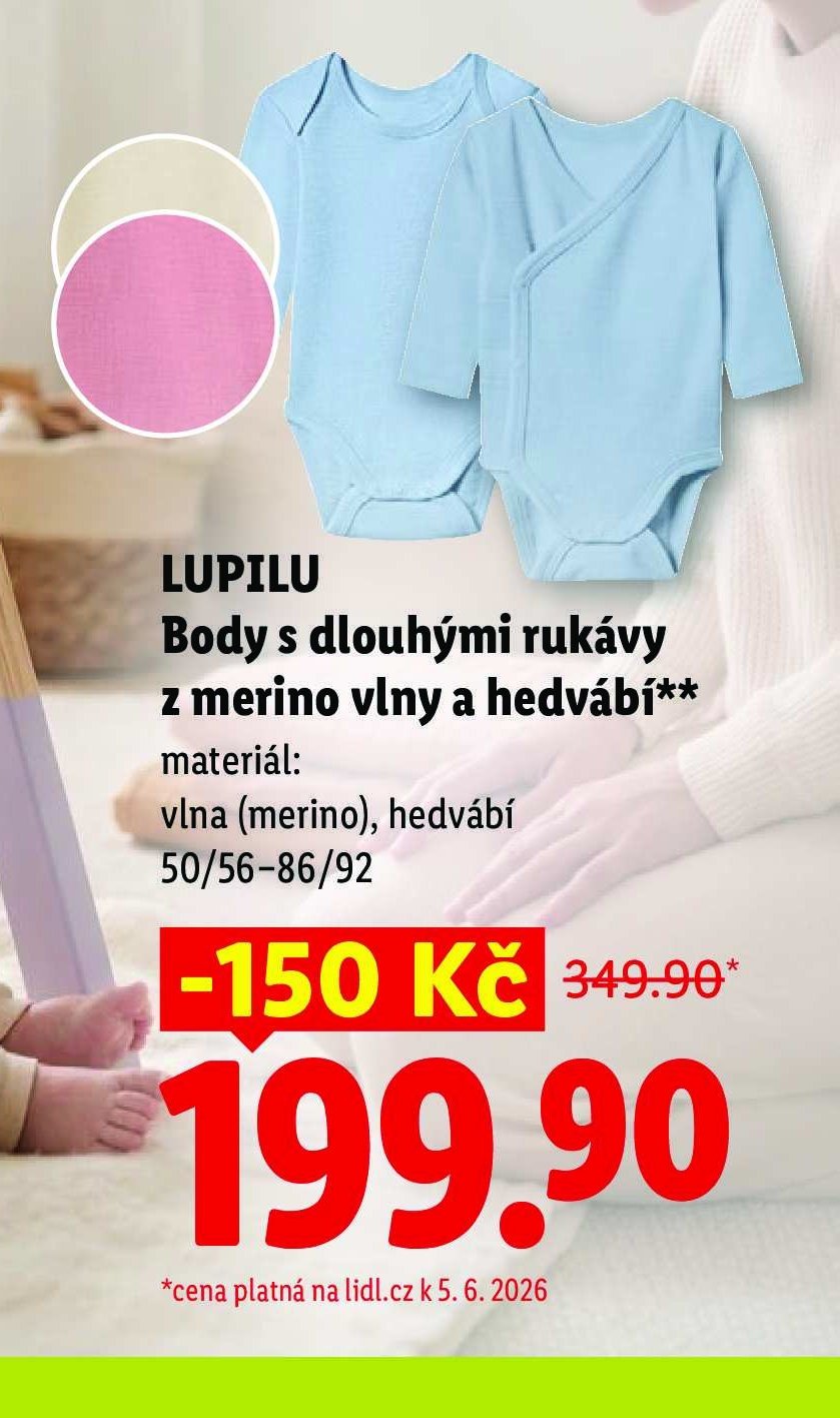 Lupilu Body s dlouhými rukávy z merino vlny a hedvábí