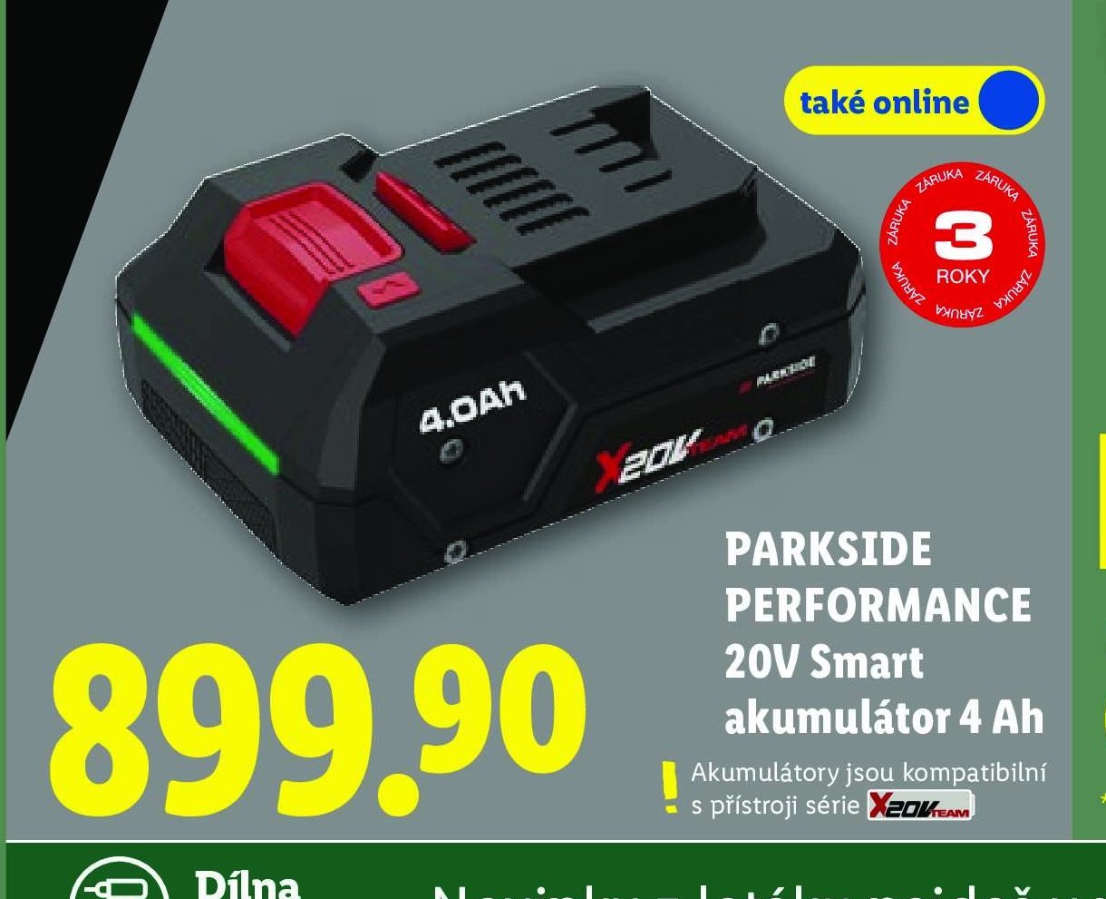 PARKSIDE PERFORMANCE 20V Smart akumulátor 4 Ah