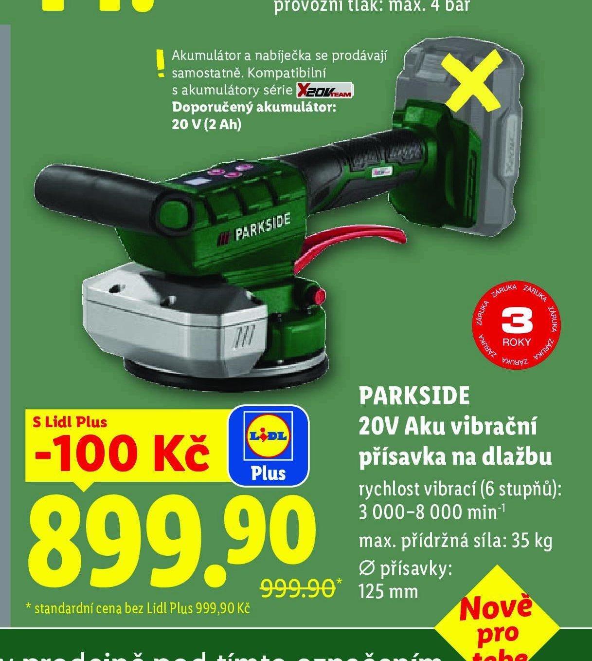PARKSIDE 20V Aku vibrační přísavka na dlažbu