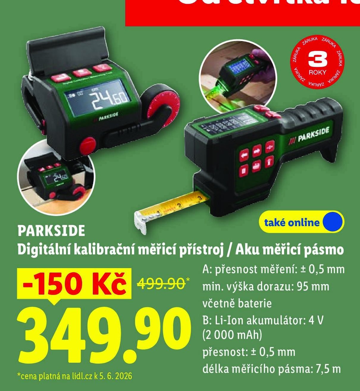 PARKSIDE Digitální kalibrační měřicí přístroj / Aku měřicí pásmo