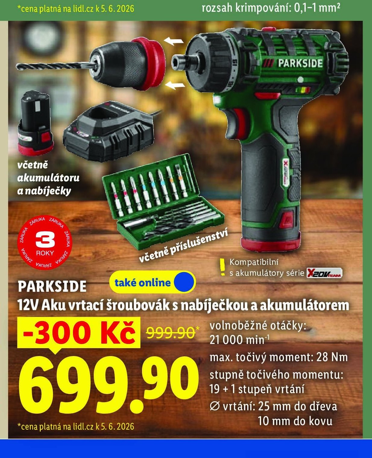 PARKSIDE 12V Aku vrtací šroubovák s nabíječkou a akumulátorem