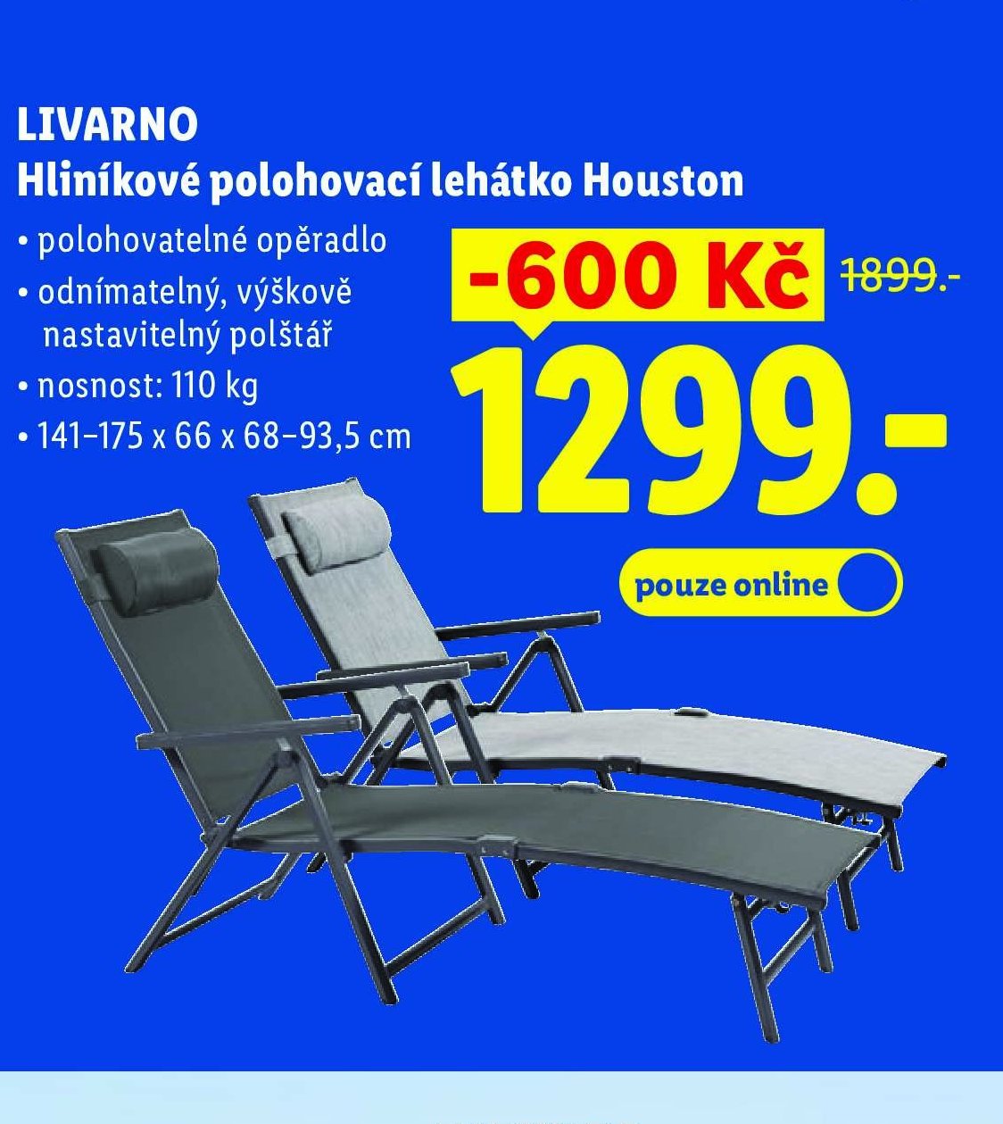 LIVARNO Hliníkové polohovací lehátko Houston