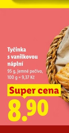 Tyčinka s vanilkovou náplní