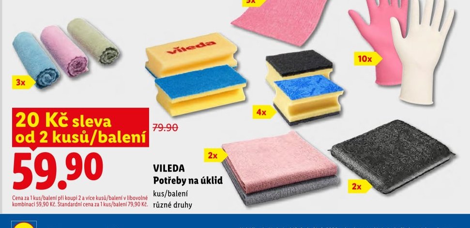 Vileda Potřeby na úklid (utěrky, houbičky, rukavice)