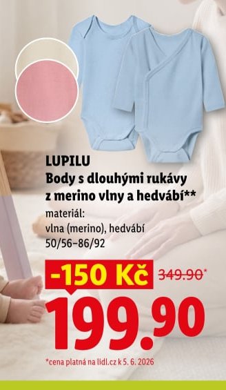 LUPILU Body s dlouhými rukávy z merino vlny a hedvábí