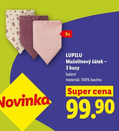 LUPILU Mušelínový šátek - 3 kusy