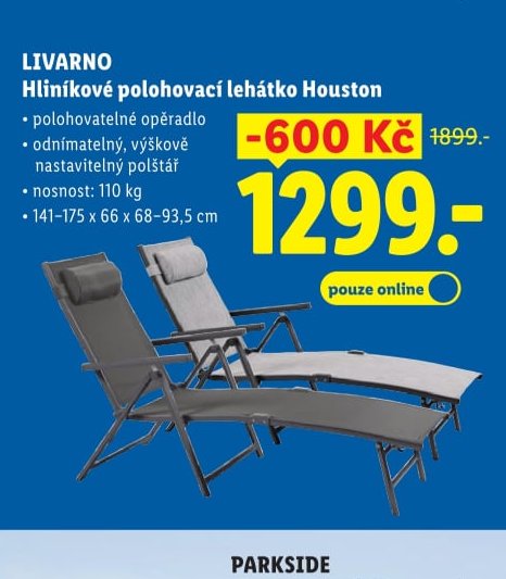 LIVARNO Hliníkové polohovací lehátko Houston