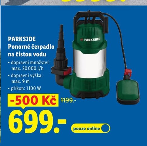 PARKSIDE Ponorné čerpadlo na čistou vodu