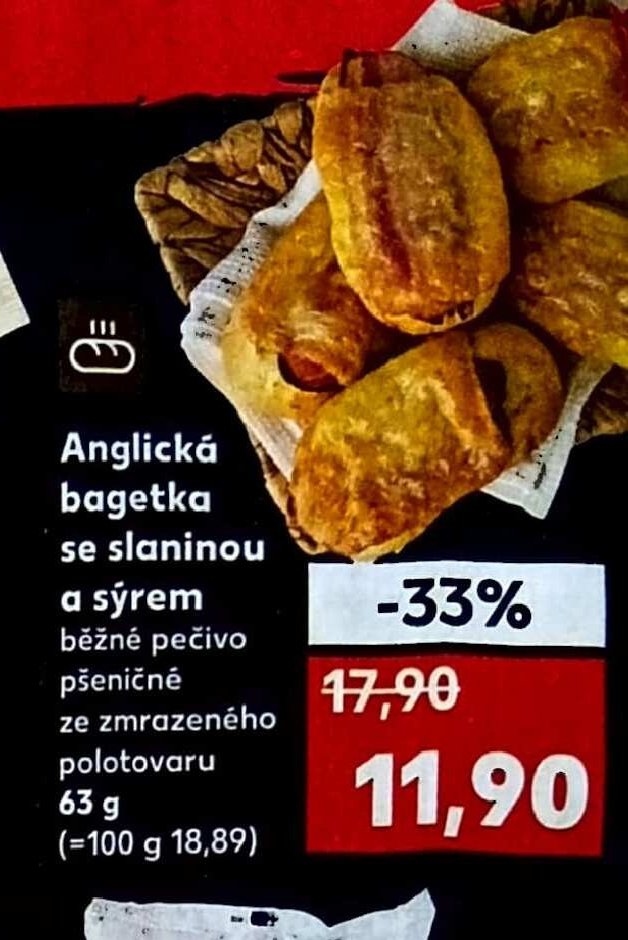 Anglická bagetka se slaninou a sýrem