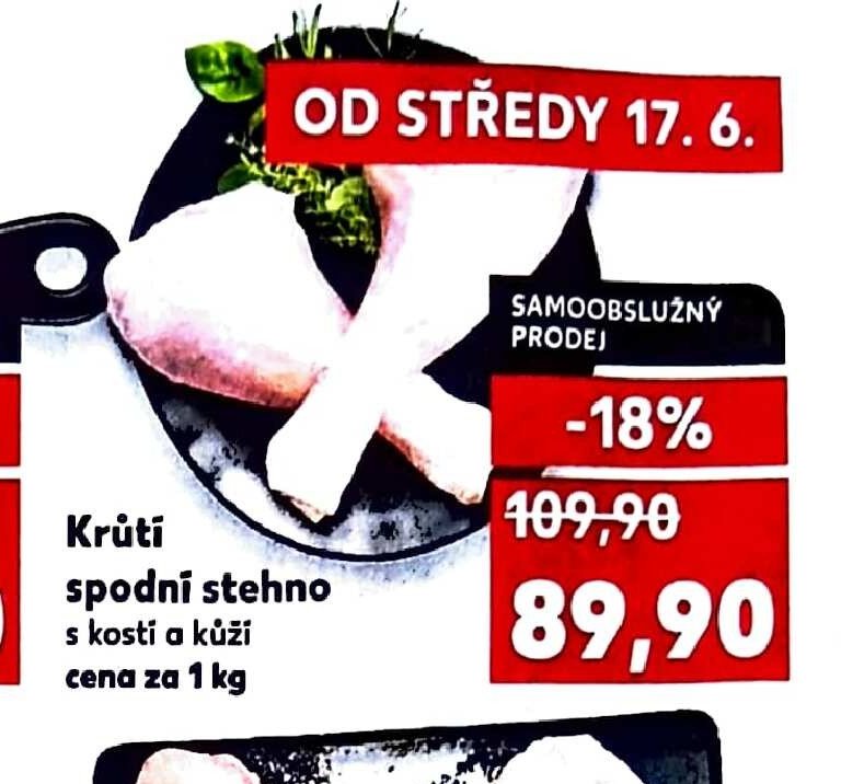 Krůtí spodní stehno s kostí a kůží