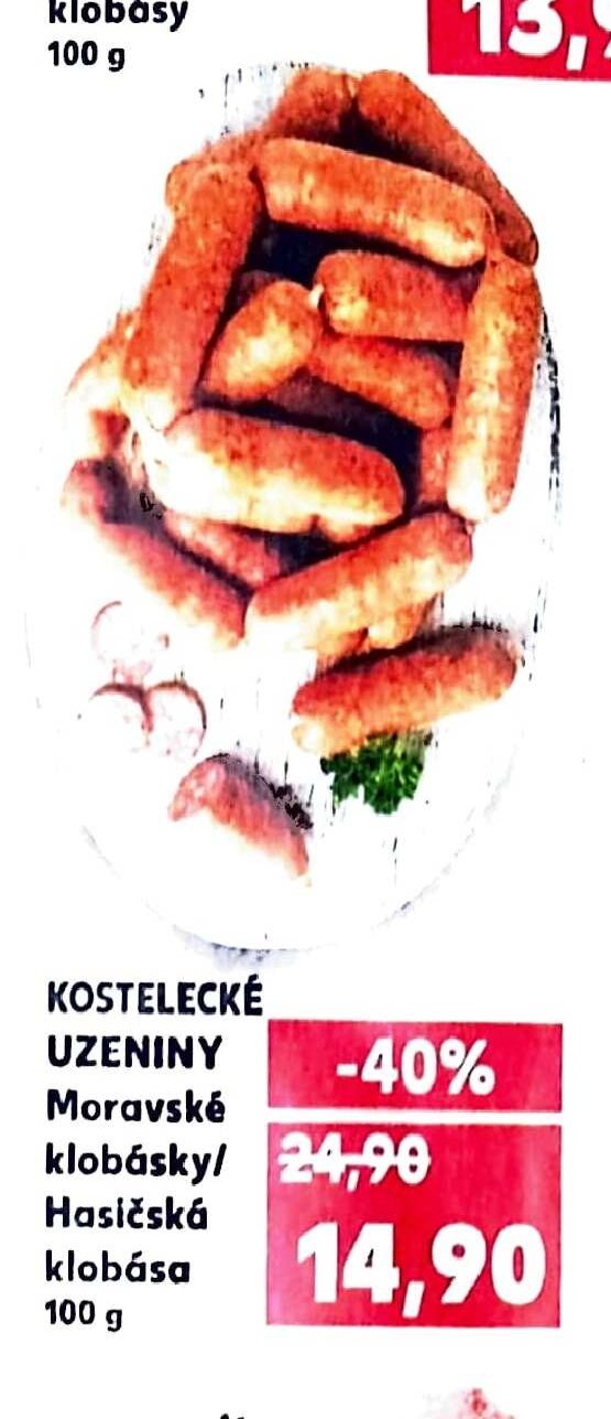 KOSTELECKÉ UZENINY Moravské klobásy/ Hasičská klobása 100 g