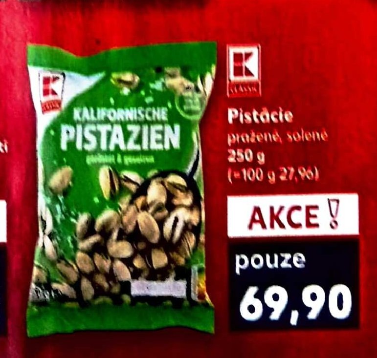 Pistácie pražené, solené